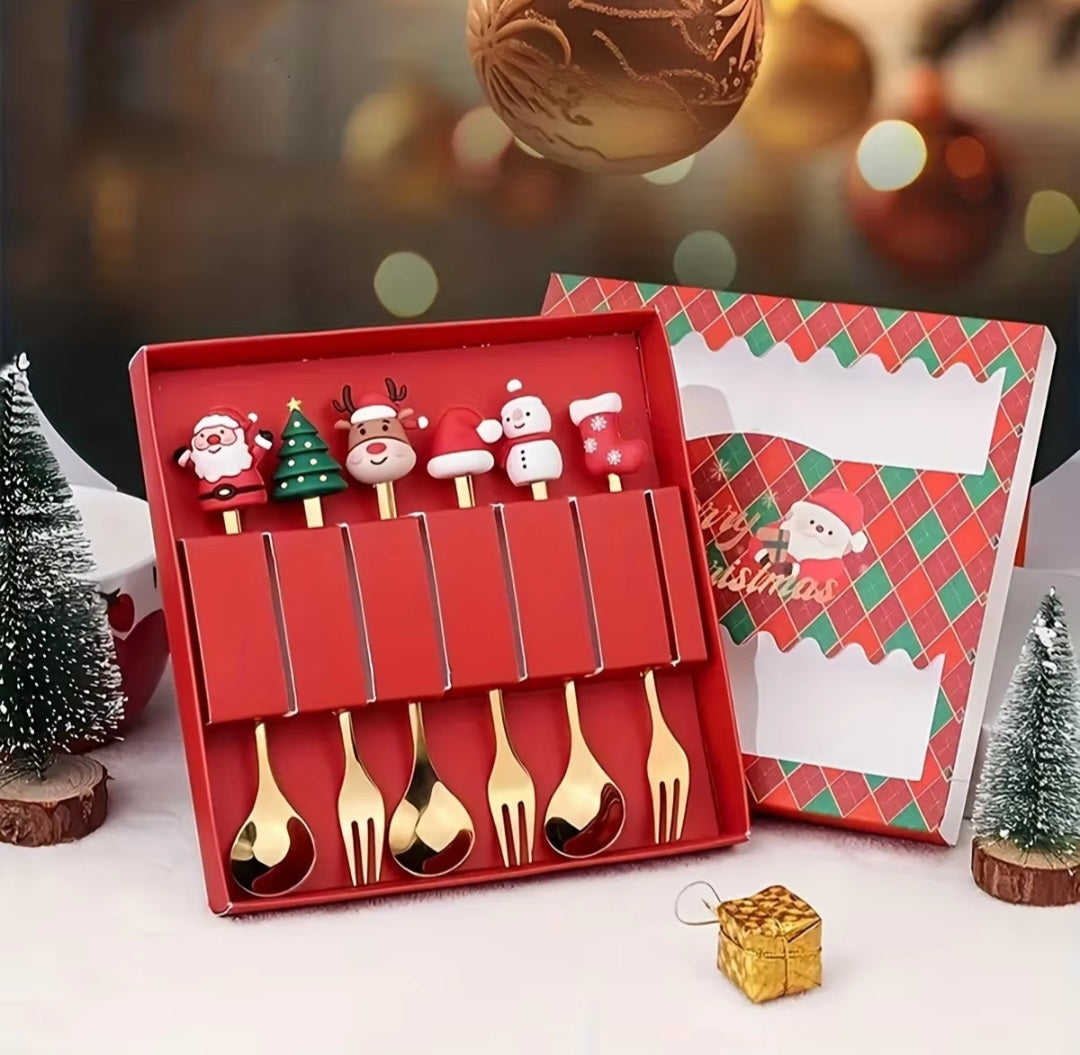 Christmas Fork & Spoon Dessert Set