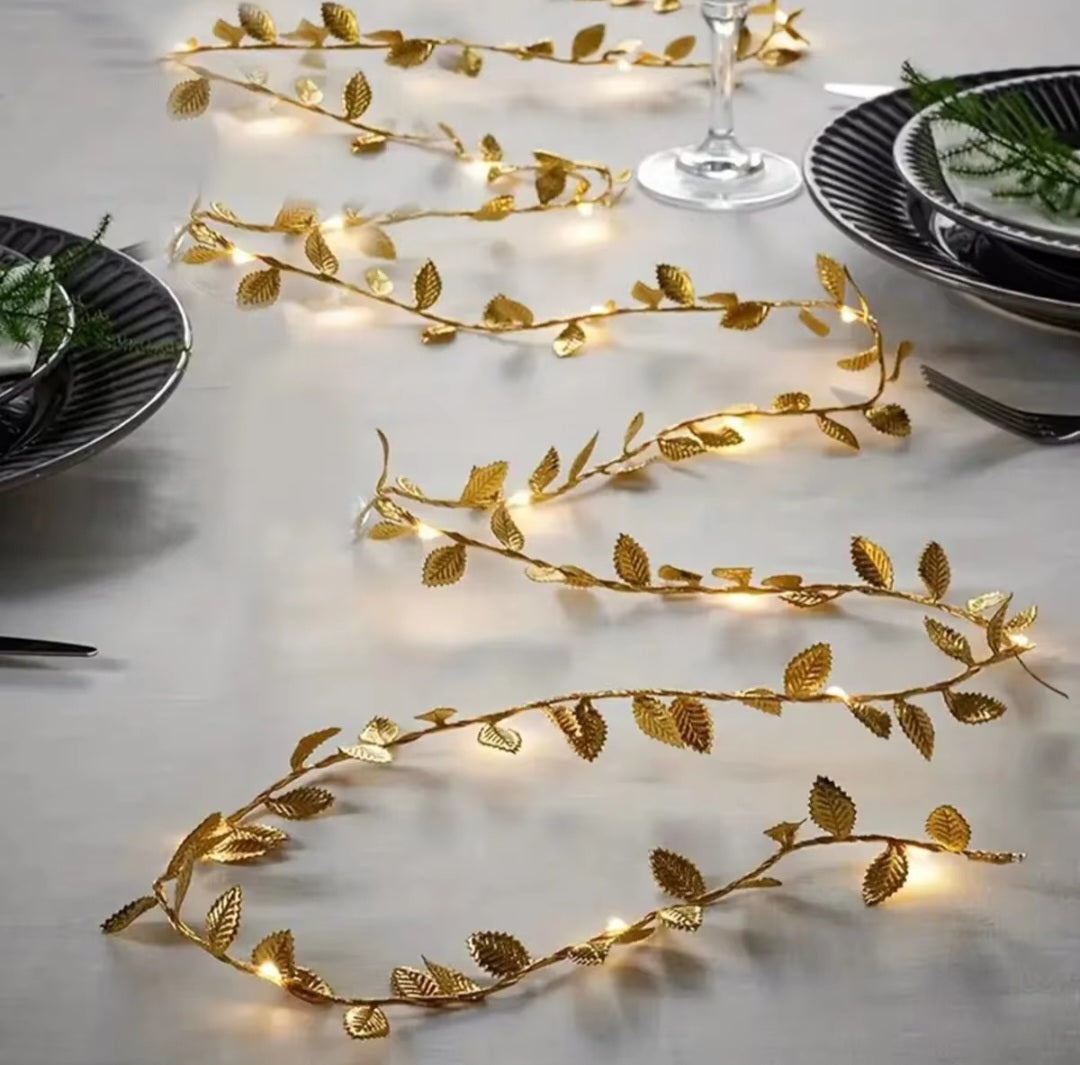 Golden Leaves Fairy Light Garland