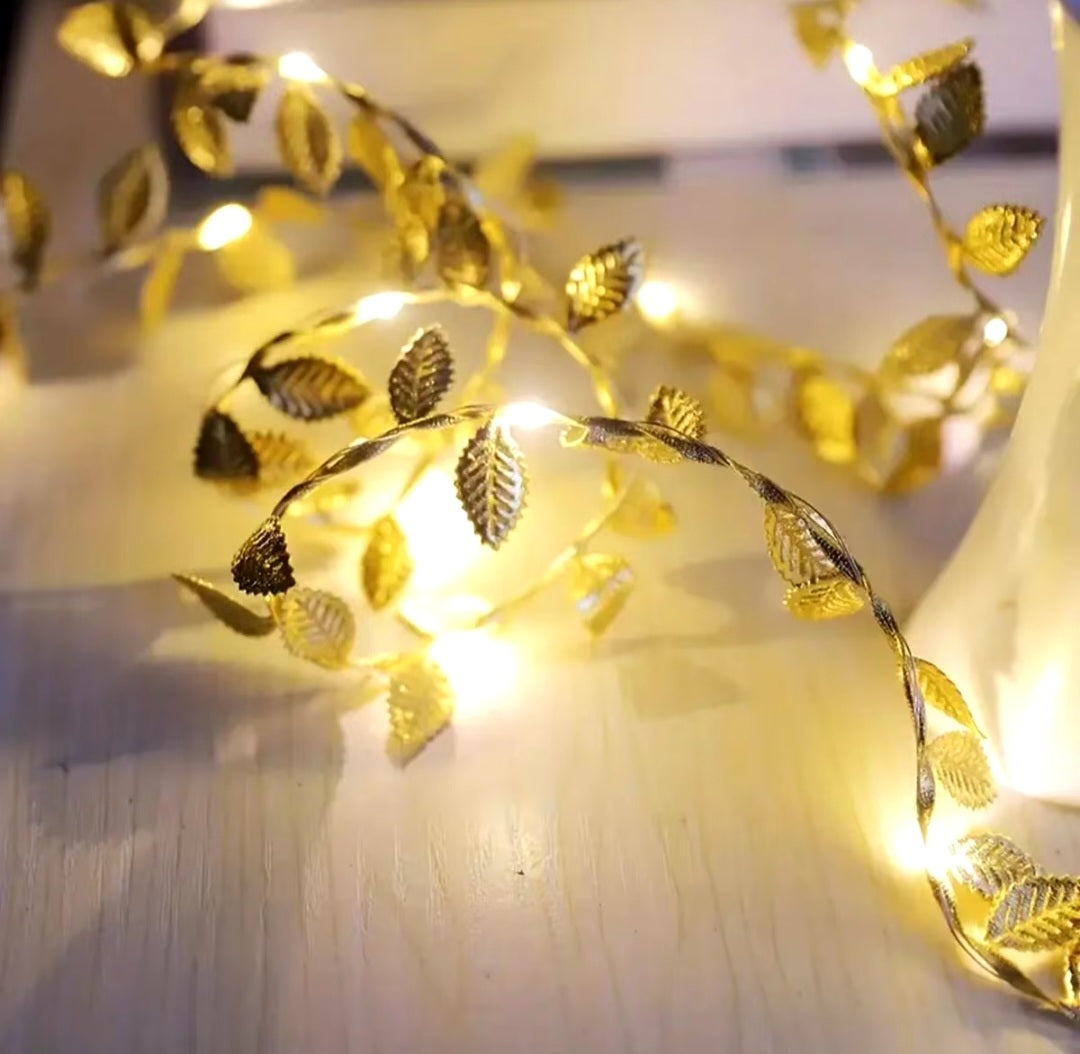 Golden Leaves Fairy Light Garland