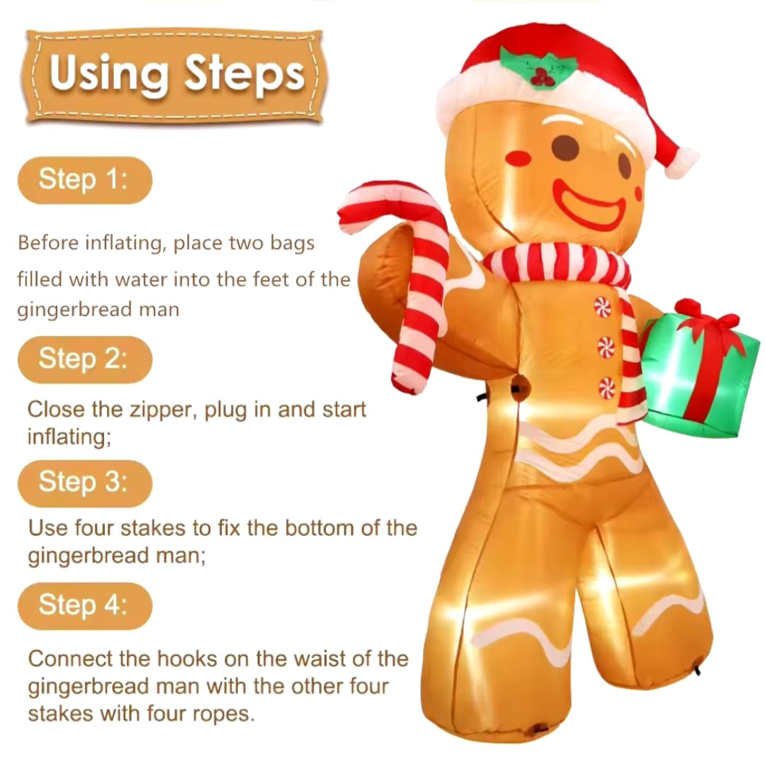 Giant 2.4 Meter LED Gingerbread Inflatable